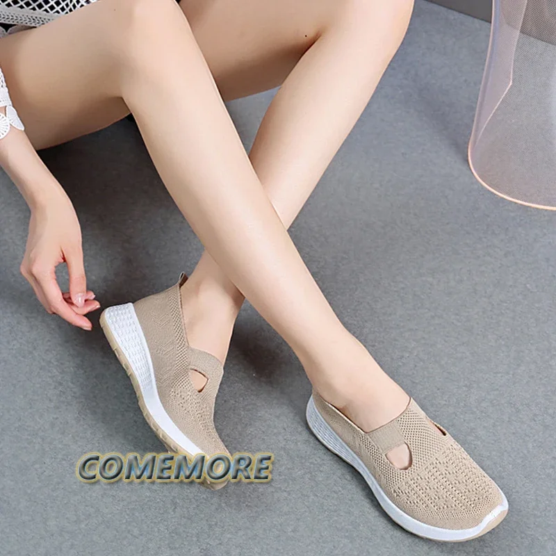 2024 Summer Sneakers Women\'s Casual Shoes Mesh Soft Loafers Bottom Shoes Mom Light Comfortable Footwear Flat Woman Shoes Slip-On