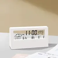Thermo-Hygrometer Clock Creative Weather Display Electronic Alarm CLock Desktop Table Decor For Living Room Bedroom Alarm clocks