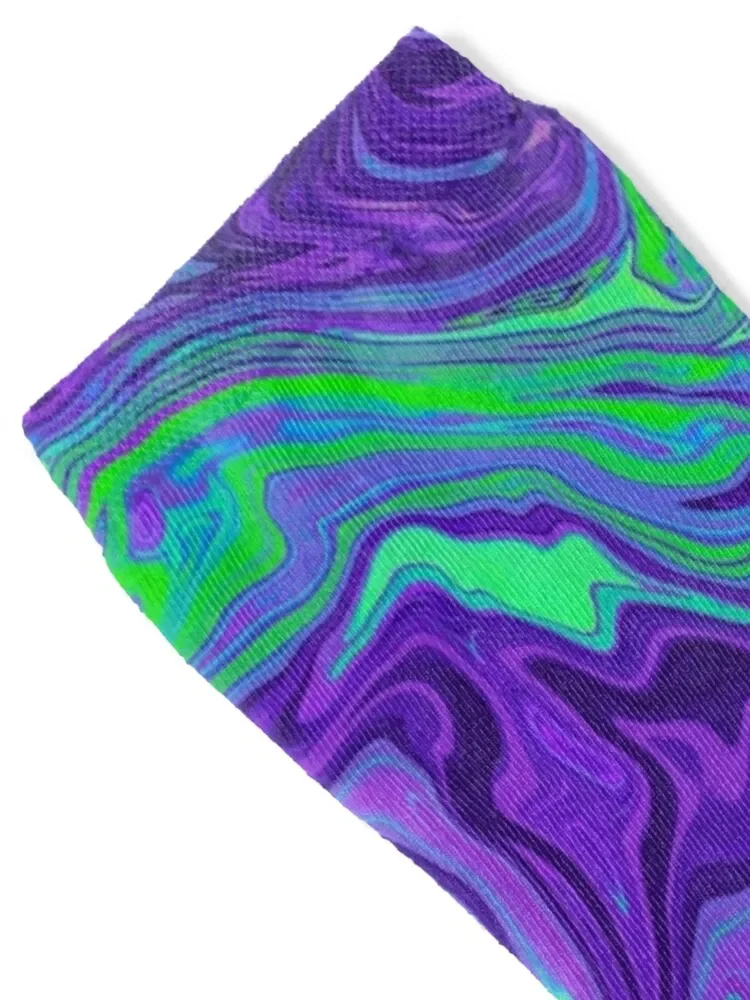 Purple Green Marble Abstract Socks halloween anti-slip Socks Female Men's