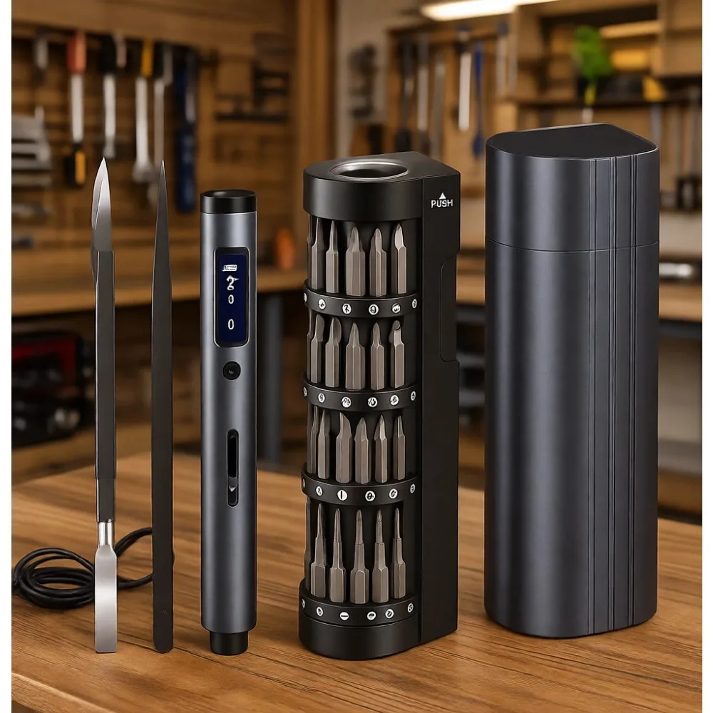 

Mini Cordless Electric Screwdriver Kit 66 Bits USB Rechargeable 3 Torque LED for Phone Laptop Repair