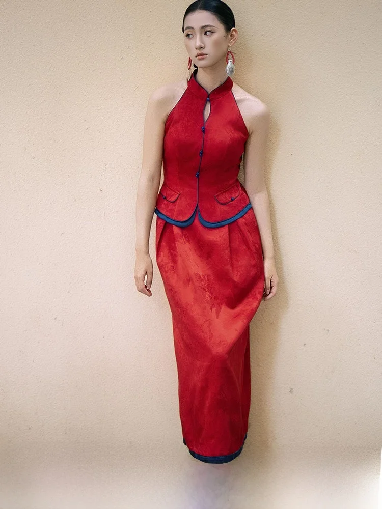 

Элегантный красный китайский свадебный халат для женщин, дизайнерский, класса люкс, для церемонии бракосочетания, длинный