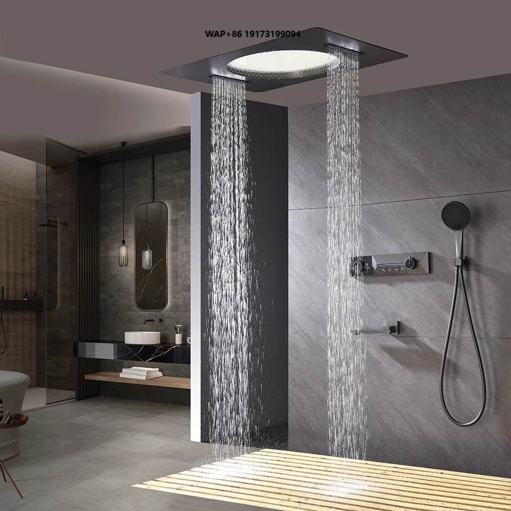 New Design Modern Four Function Handheld Shower Kits Eco-Friendly Wall Mounting 5-Year Warranty Bathroom Luxury LED Temperature