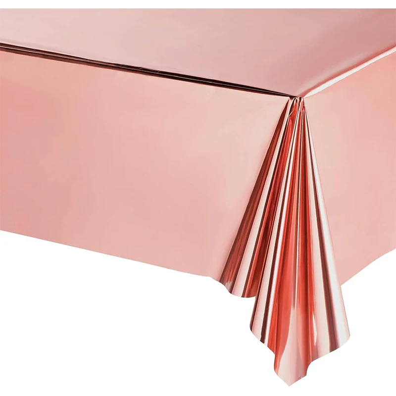 Nappe en plastique or Rose, 137x183 cm, couverture de Table rectangulaire, argent métallique, fournitures de fête d'anniversaire et de mariage