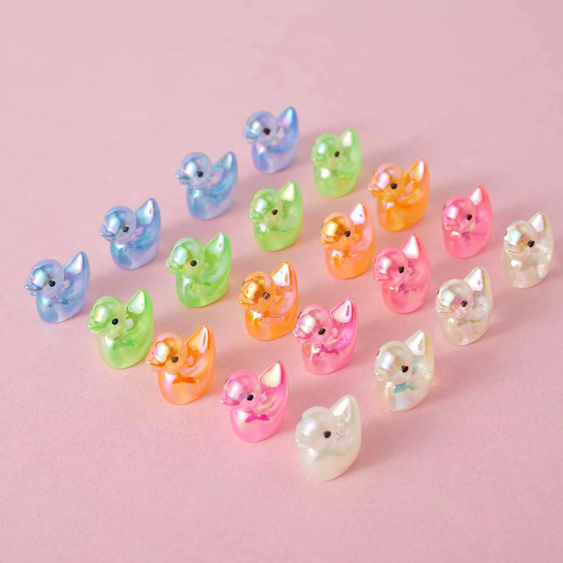 Night light Tiny Electroplated Iridescent Resin Ducks Miniatures Figurines Micro Garden Landscape DIY Home Potted Plant Decora