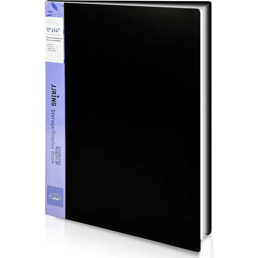 JJRING 11x14 Map Portofolio Seni dengan Kantong Plastik 24-Kantong Binder Portofolio Menampilkan 48 Halaman Buku Presentasi dengan Bl