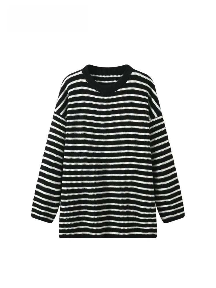 

Женский осенний вязаный джемпер Cara CLUB больших размеров с длинным рукавом, в полоску, свободного кроя, теплый, тонкий, скрывающий недостатки фигуры