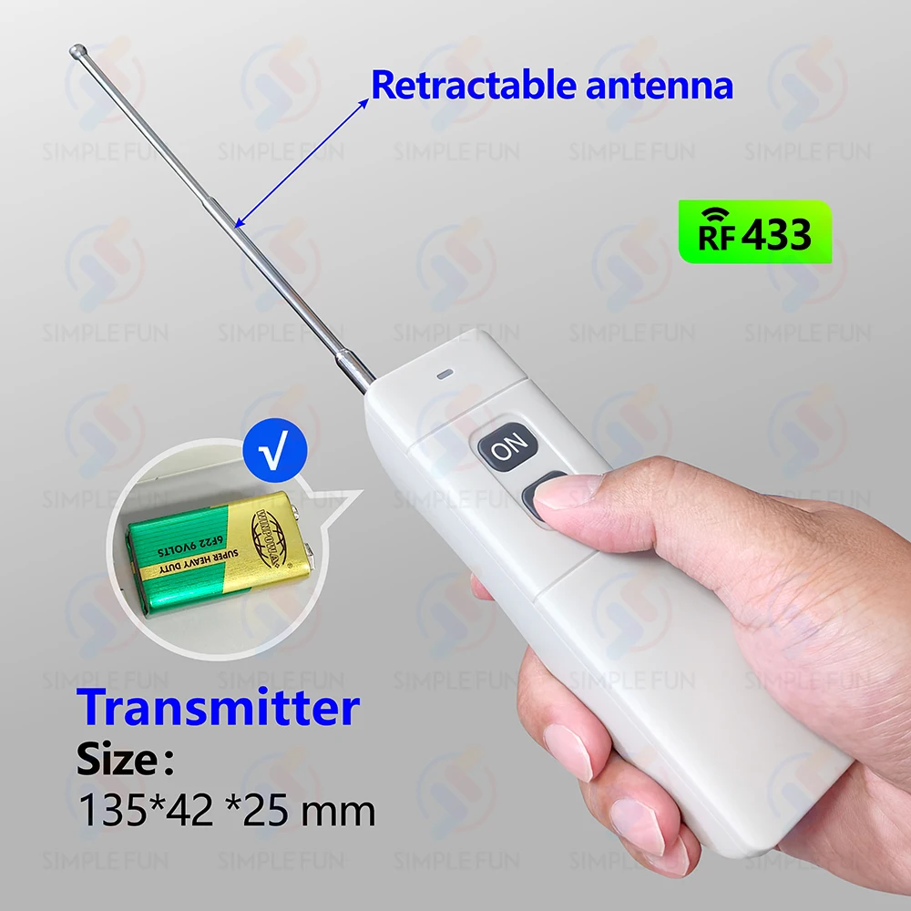 Wireless Pump Remote Control Switch 110V 220V,3000m Remote,30A High Power RF Module with 2m External Antenna,for Motor/Fan/Light