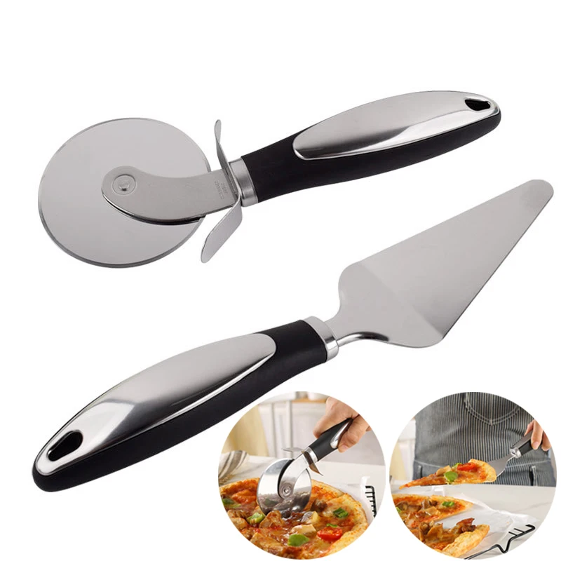 

2PCS Pizza Wheel Cutter And Pie Server - Non-Slip Handle, Sharp Stainless Steel Pizza Slicer