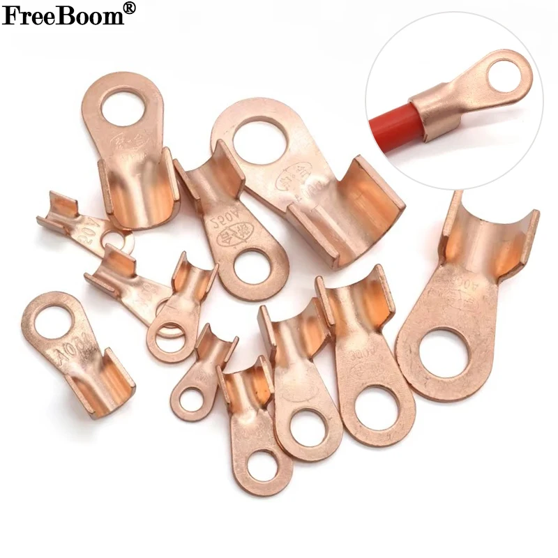 

2~50pcs Cable Terminals Electrical Copper OT Terminal 3~1000A Bare Battery Lug Ring Crimp Non-Insulated Wire Connector