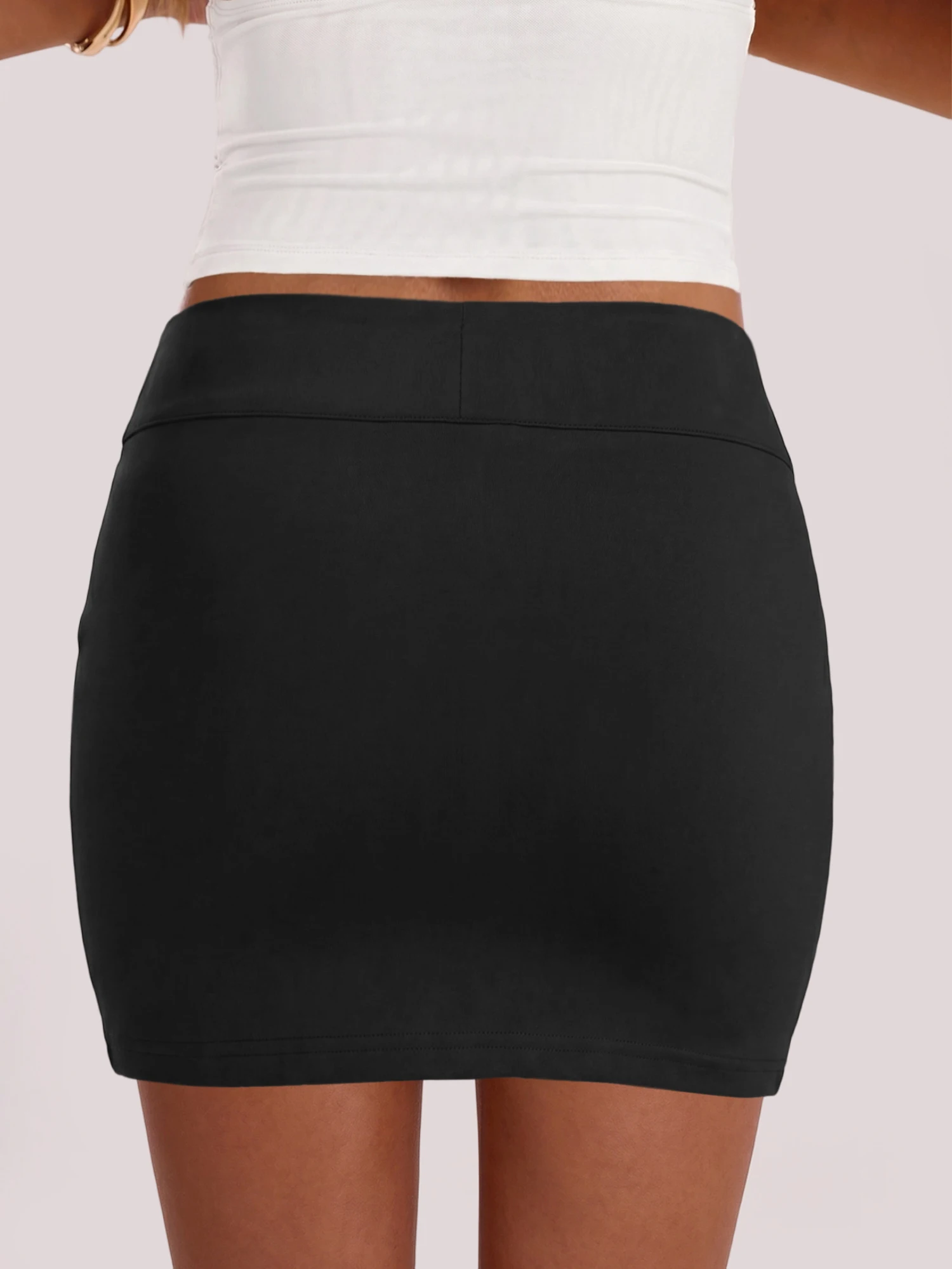 Daily Street Casual Women Workout Skort Solid Black High Waist Drawstring Built-in Liner Shorts Slim Fit Mini Athletic Skirt