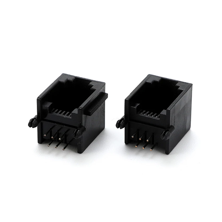 10 قطعة RJ11 6P6C PCB جبل الهاتف وحدات مقبس توصيل واجهة كريستال أنثى المقبس الهاتف ل التوصيل جاك أسود أبيض
