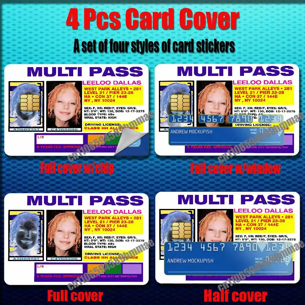 For Leeloo Dallas Multipass Korben Sticker Paper Skin ID Bank Credit Film Self-adhesive Card Cover Decoration