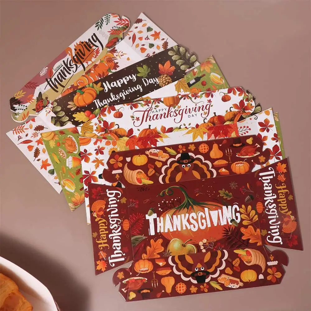 12 قطعة صناديق ورقية صغيرة للوجبات الخفيفة مستطيلة سميكة المتاح الخبز المقالي اليقطين مابل ليف طباعة مهرجان طبق عشاء