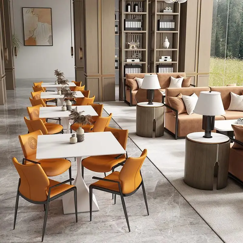 Commercial Italian rock slab dining table square household small apartment square table balcony modern simple