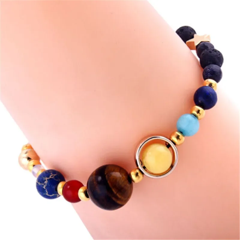 New Cosmic Galaxy Solar System Bracelet Female Transfer Beads Eight Planets Natural Hand-woven Yoga Bracelet Jewelry Accessories