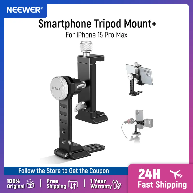 

NEEWER Smartphone Tripod Mount Aluminum Alloy 360° Rotatable Phone Stand Holder Clamp with Cold Shoe and Arca Base