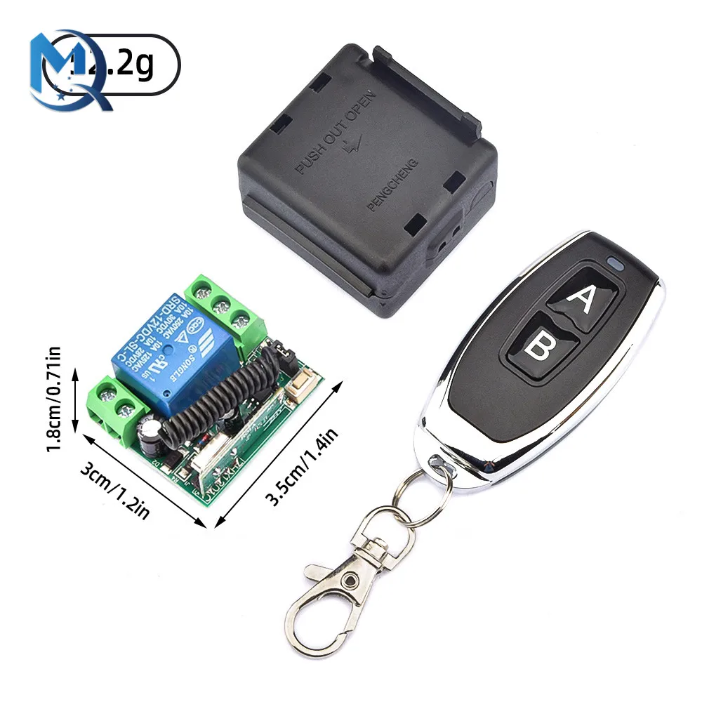 Hot DC12V 10A Relay 1 CH Wireless RF Remote Control Switch Transmitter with Receiver Module 433mhz LED Remote Control