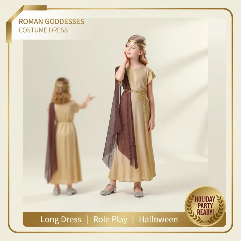 

✿YUANTO✿YUANTO Women's Roman Goddess Costume Long Dress Halloween Party Cosplay Outfit✿✿✿✿✿