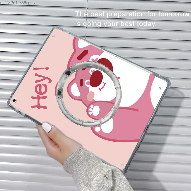 Disney Lotso New Kawaii IPad 9 Protective Case Cute Pink Ipad Air5 4 3 Hard Shell Mini4 5 6 Acrylic IPad 8 10 Anti Bend Cover