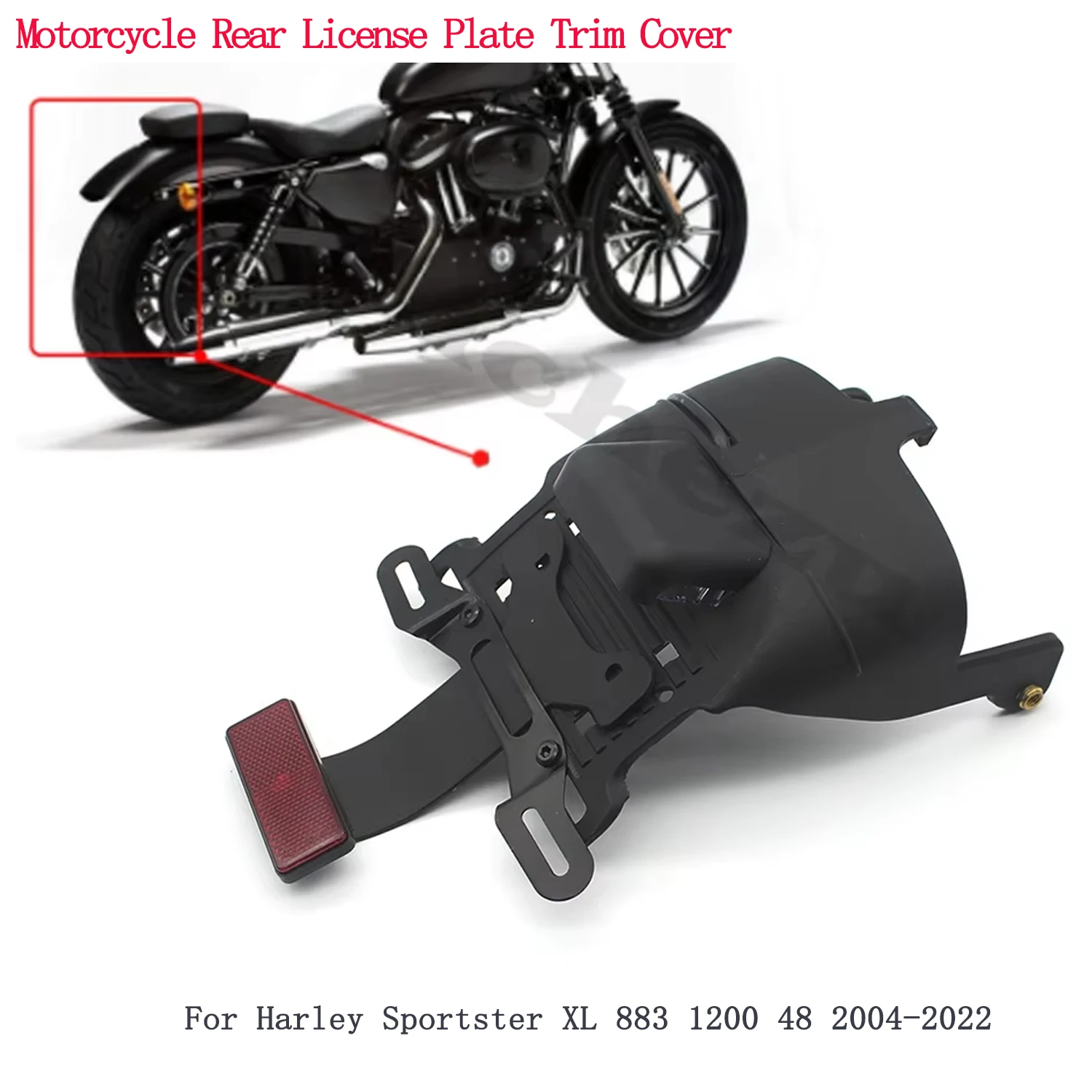 For Harley Sportster XL 883 1200 48 2004-2022 ACZ Motorcycle Rear Fender License Plate Trim Cover With LED Taillight Brake Lamp