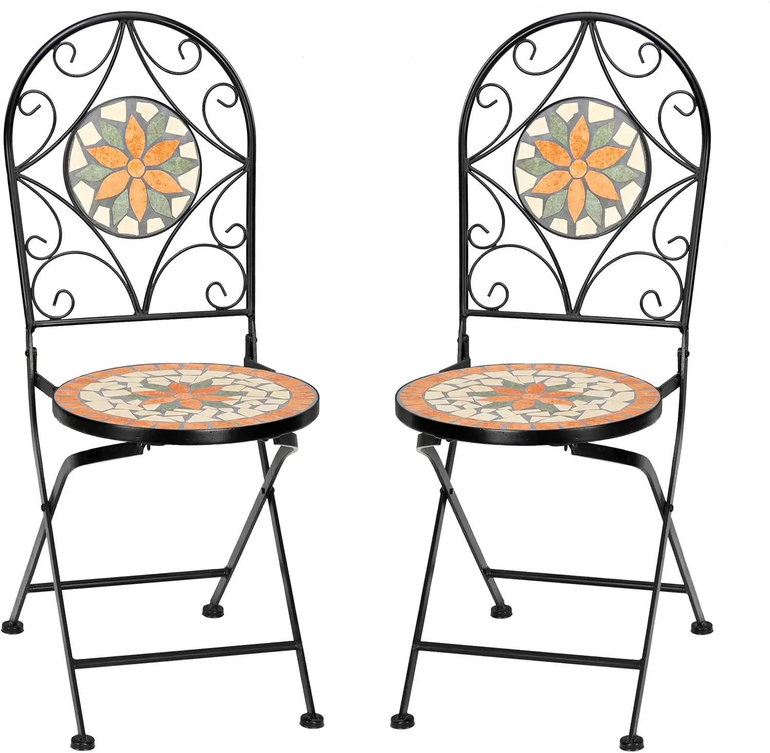 

2 PCS Mosaic Bistro Folding Chairs Outdoor Garden Patio Seating Restaurant chairs Collapsible chair Beach lounger Fishing chair