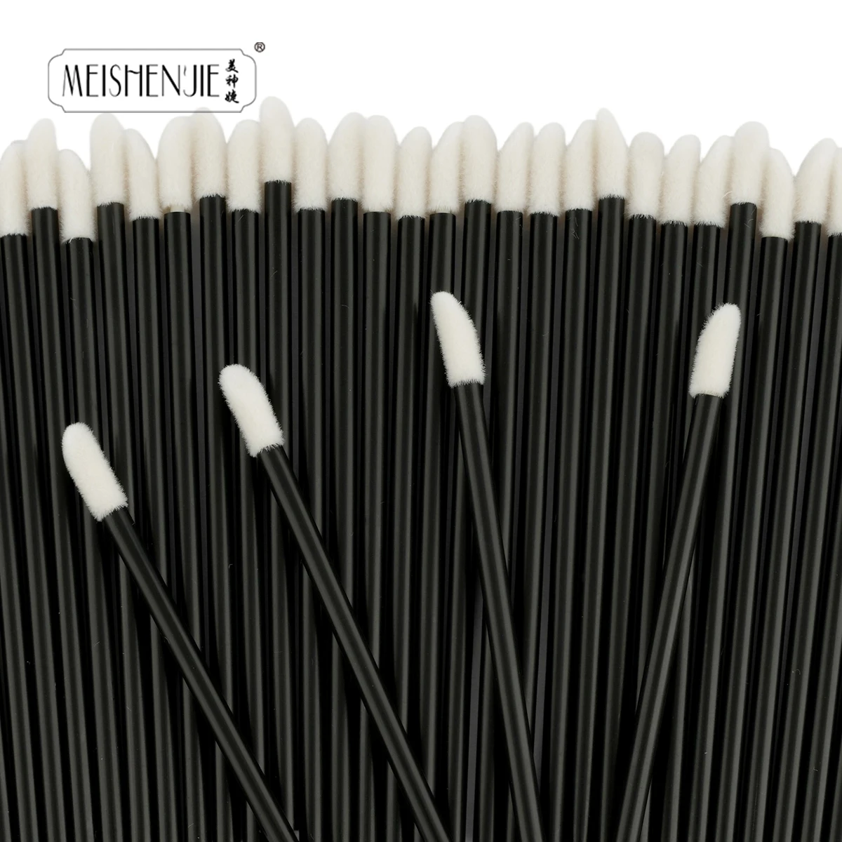 MEISHENJIE 5/50/100 Uds pinceles de labios pincel de labios rosa/negro varitas de lápiz labial aplicador limpio pinceles de brillo de labios herramienta de maquillaje