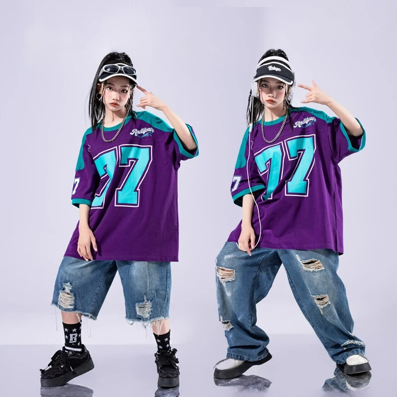 Costumes de danse moderne Jazz pour filles, T-Shirt ample, pantalons Hip Hop, tenues pour garçons, vêtements de scène de danse Hip Hop Rave, nouvelle collection 2025 DQS19868