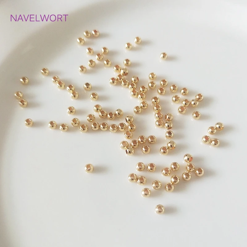 Schmuckherstellungszubehör, 2 mm–6 mm, 14 Karat/18 Karat echt vergoldet, runde Abstandsperlen, Zubehör, DIY-Perlen-Schmuckherstellung – Detail 19