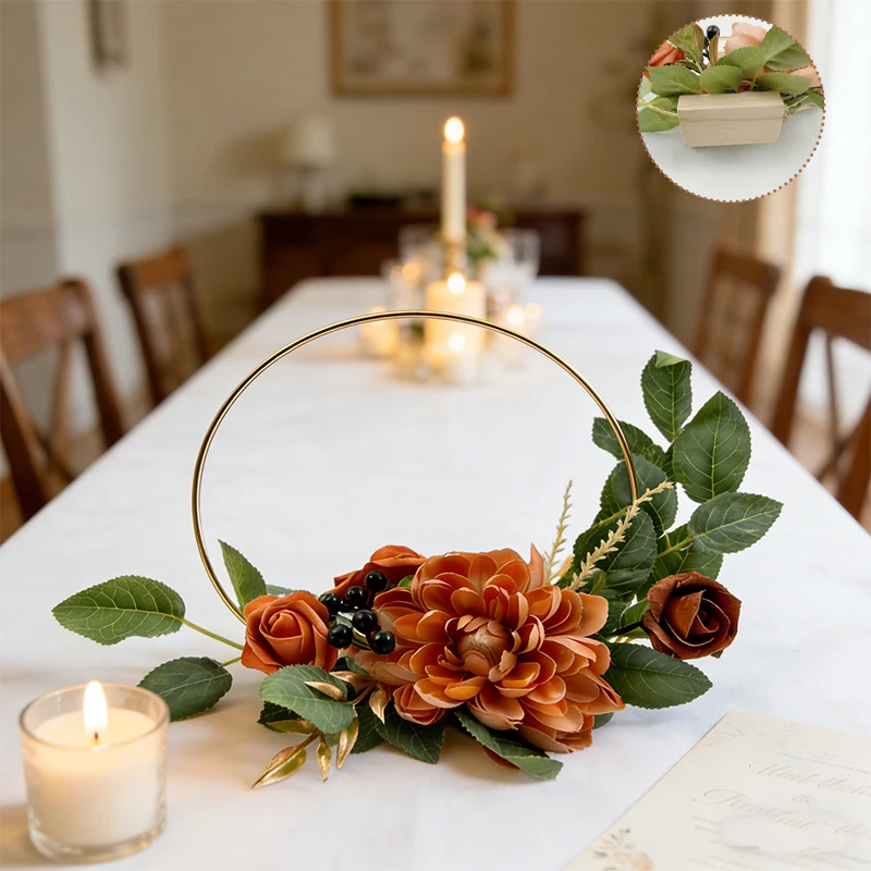 

Retro Simulation Flower Wreath Wedding Decoration Props Bohemian Style Wedding Hand-held Flower and Living Room Home Decoration