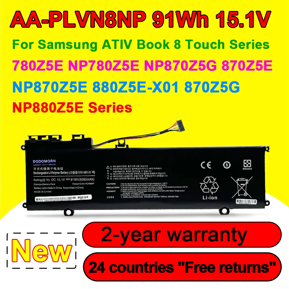 

AA-PLVN8NP Laptop Battery For Samsung ATIV Book 8 Touch 780Z5E 780Z5E-S01 NP780Z5E 870Z5G NP870Z5G 870Z5E NP870Z5E 15.1V 91WH