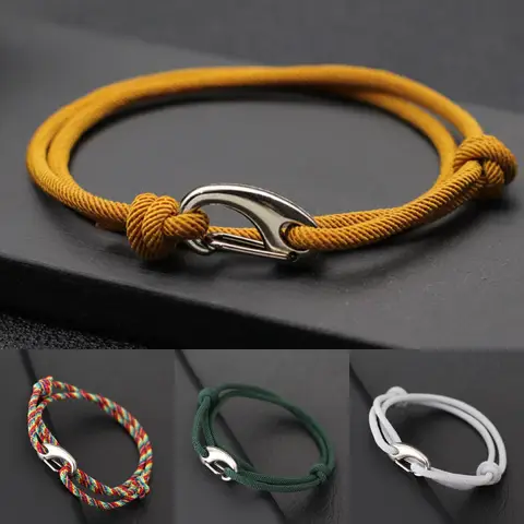 남녀공용 더블 레이어 해양 스트링 팔찌, 슬라이딩 조절 가능, 3mm 얇은 로프, 해상 팔찌, Pulseria, 심플한 스타일, 신제품