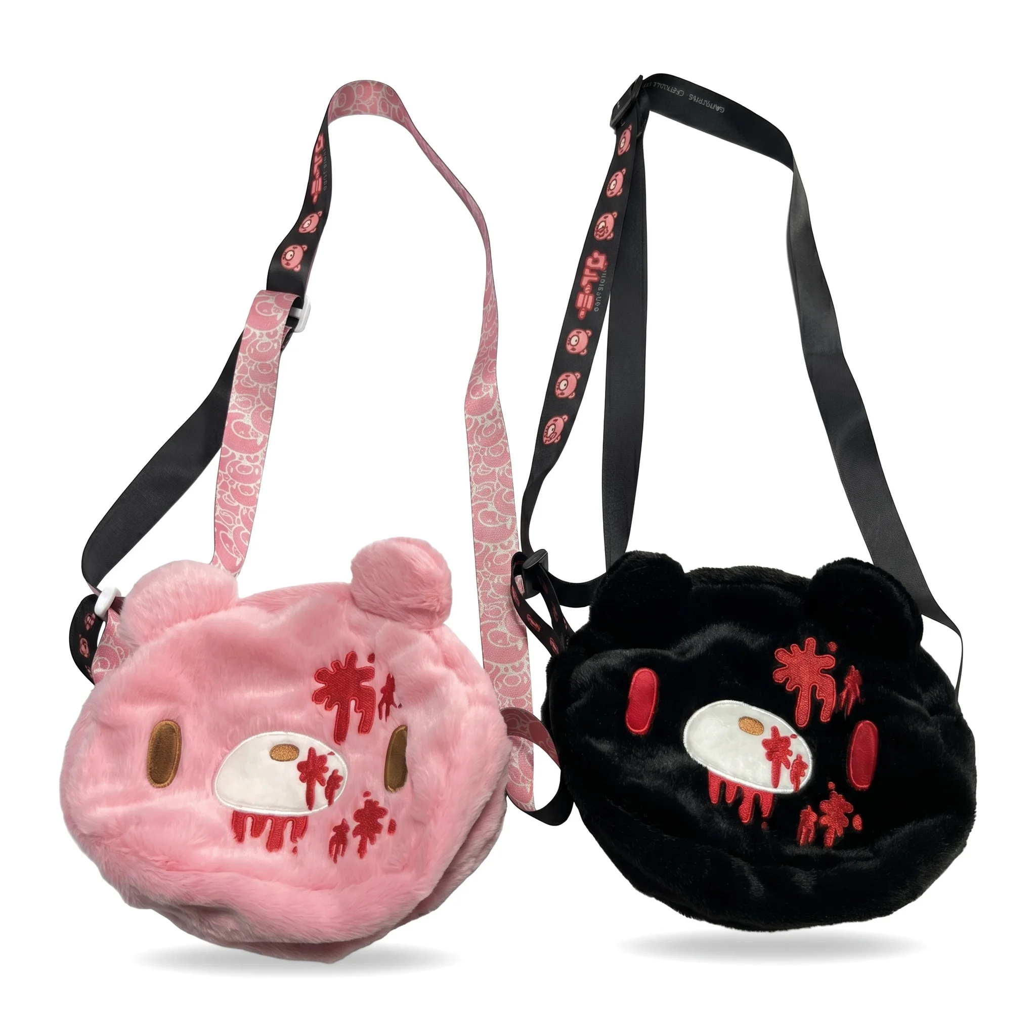 Image of Niedliche Bären-Plüsch-Umhängetasche Kawaii Gothic Bärenkopf Schultertasche mit Verstellbarem Riemen Kleine Handtasche für Frauen
