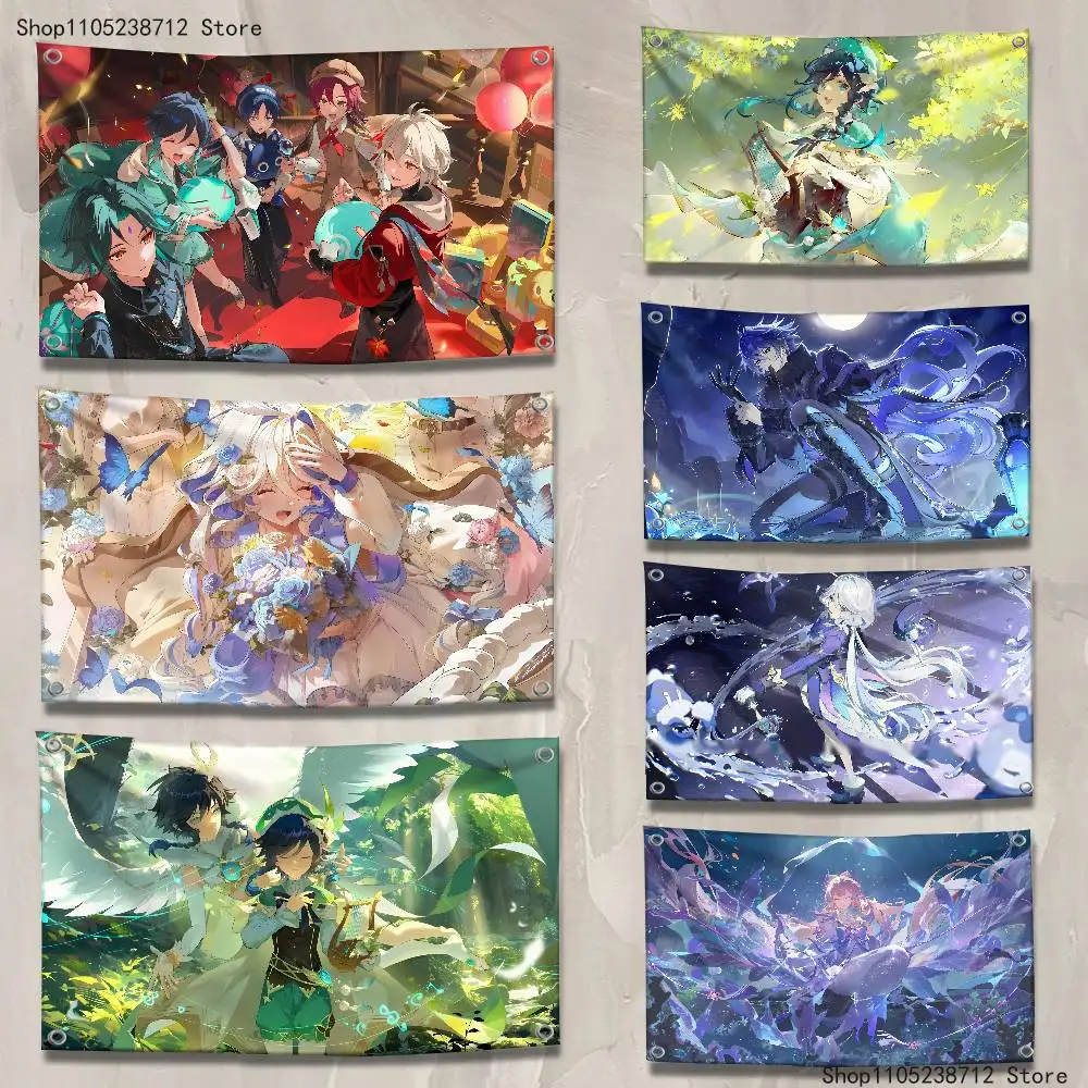 

Game Hot G-Genshin-S High-Quality Flag Tapestry Banner Bedroom Living Room Bar Party Wall Decor Outdoor Use