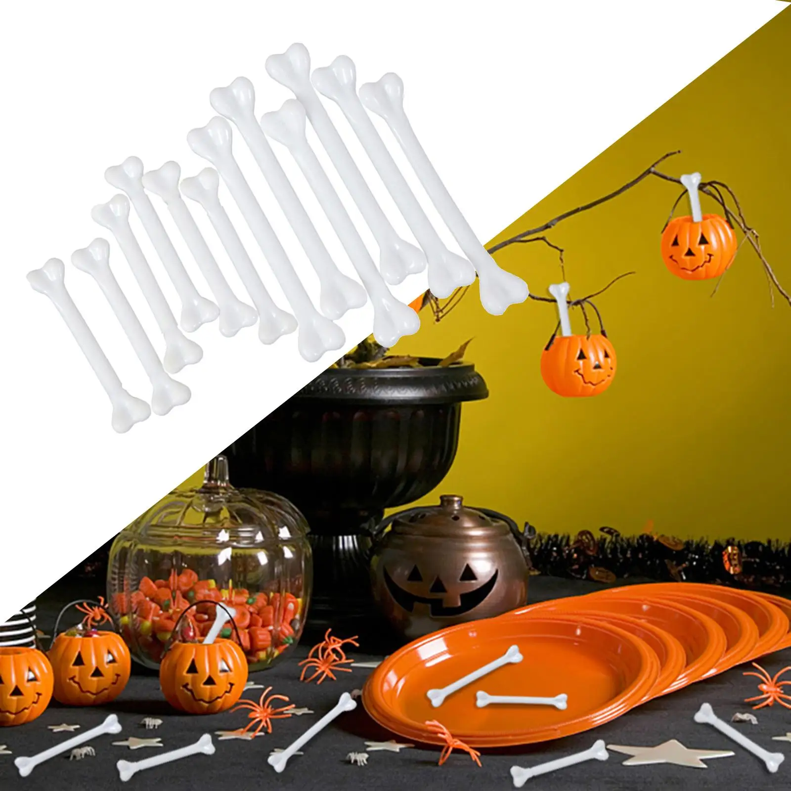 12x Halloween Bones Props Decorations Halloween Skeleton Bones Costume Accessories for Festival Garden Home Crafts Dress up
