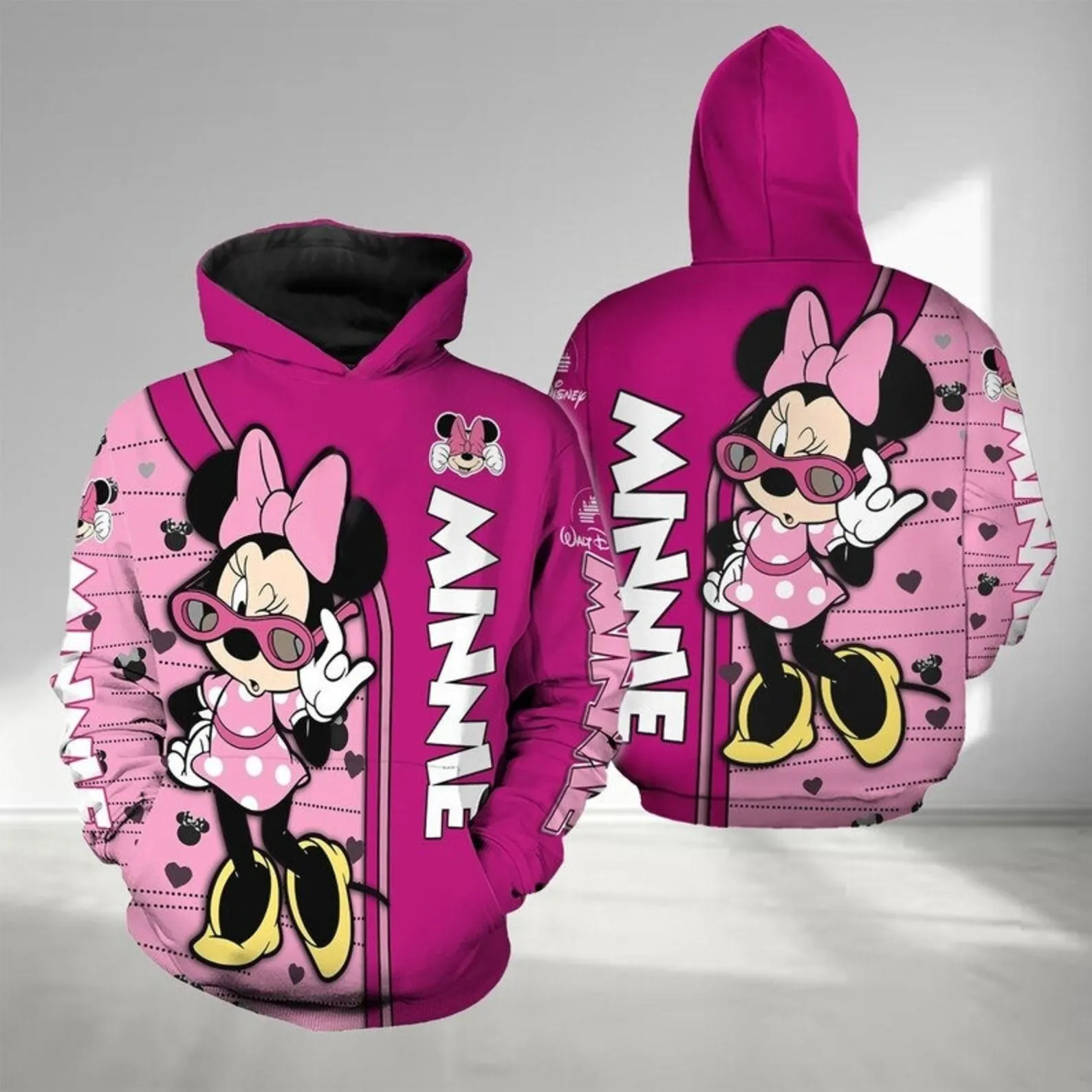 Disney Minnie Mouse 3D Print Hoodie Mens Womens Casual Sports Pullover Hoodie Disney Cartoon Zipper Hoodie Fashion Street Hoodie