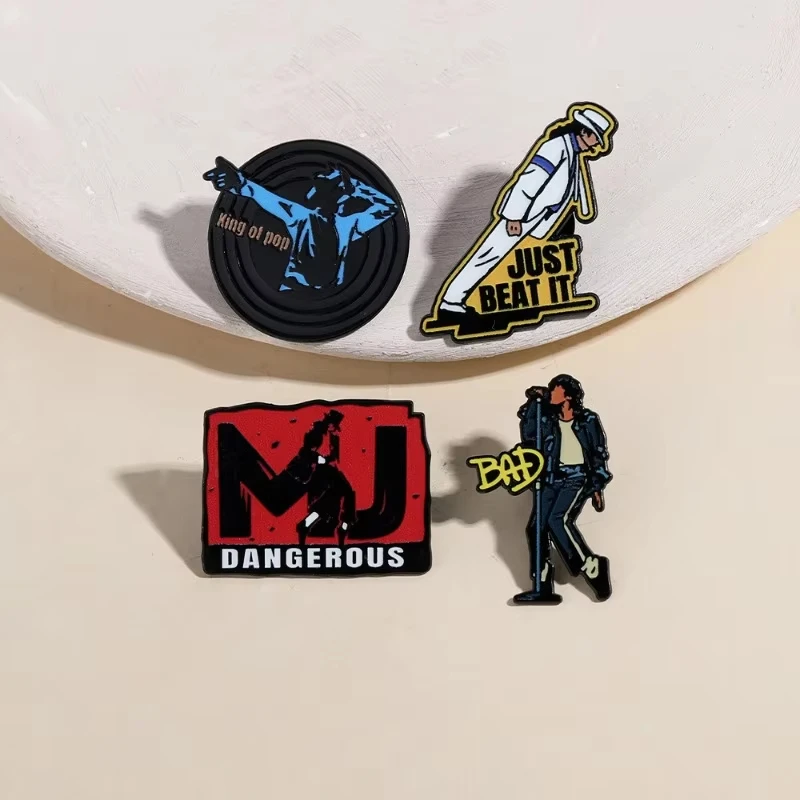 Cartoon Singer MJ Brooch Badge Hip Hop Dancing Suit Letter S