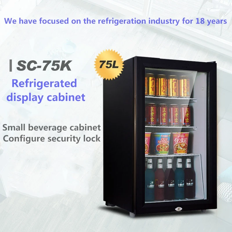 75L Display Freezers & Fridges Small Refrigerated Ice Bar Small Freezer Display Cabinet Beverage Fresh-keeping Cabinet