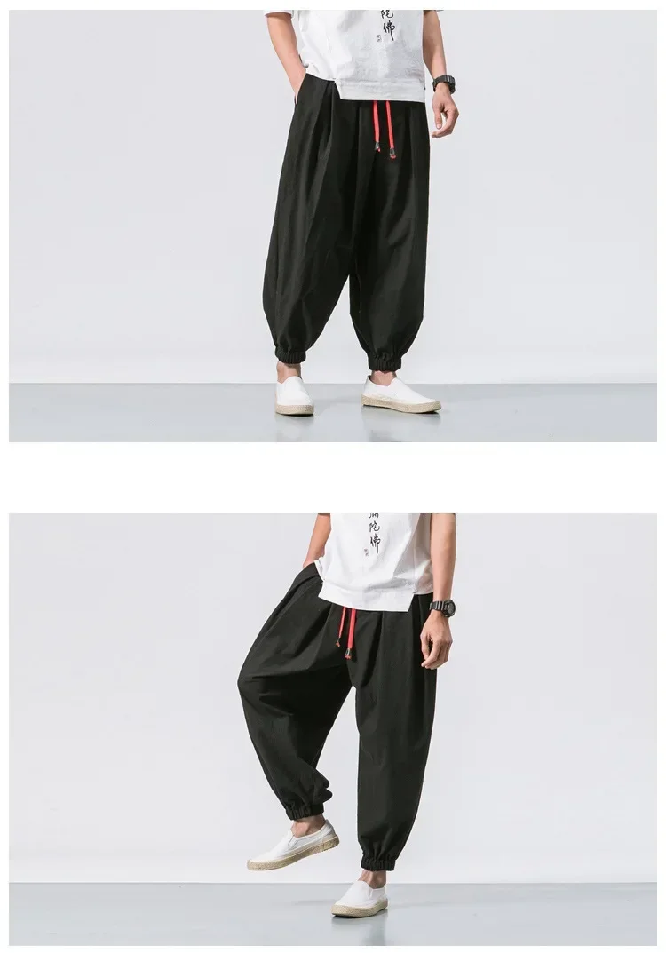 Neue Trendy Männer Harem Hosen Lose Übergroßen Stil Baumwolle und Leinen Hohe Qualität Jogger Jogginghose Casual Männliche Hosen – Detail 15