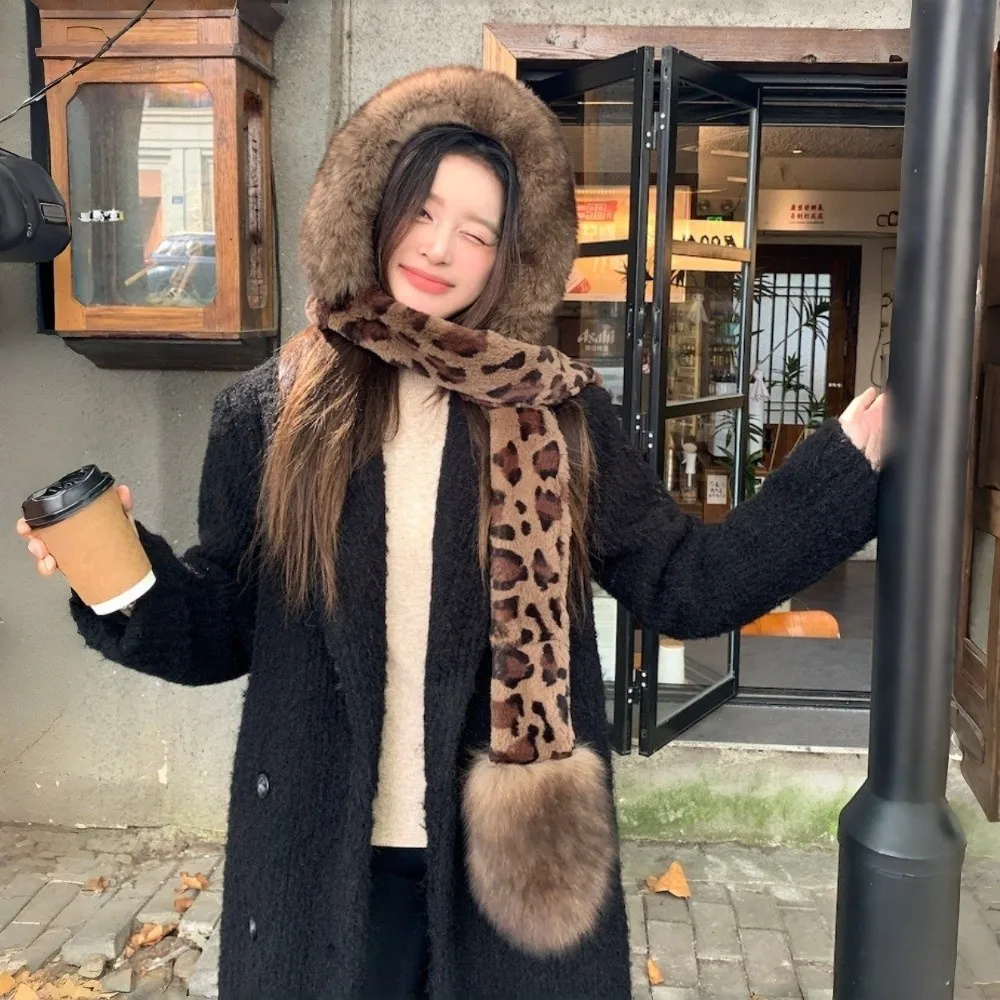 ファッション-2-in-1-ヒョウ柄フード付きスカーフ-保温-防風-冬用帽子-スカーフ-ソフト耳保護スカーフ-女性用
