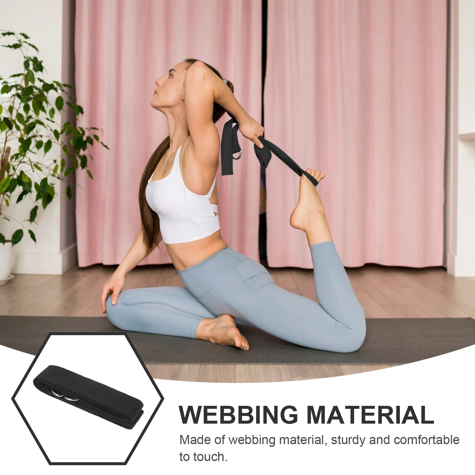 5 pçs cinta de cinto de yoga não elástico faixa elástica para pilates exercício fitness webbing material estável leve