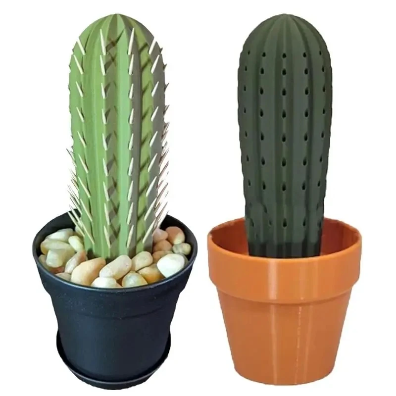 Cactus Toothpick Dispenser 3D Printed Cactus Toothpick Holder For House Plant People Who Can't Keep Plants Alive Decor