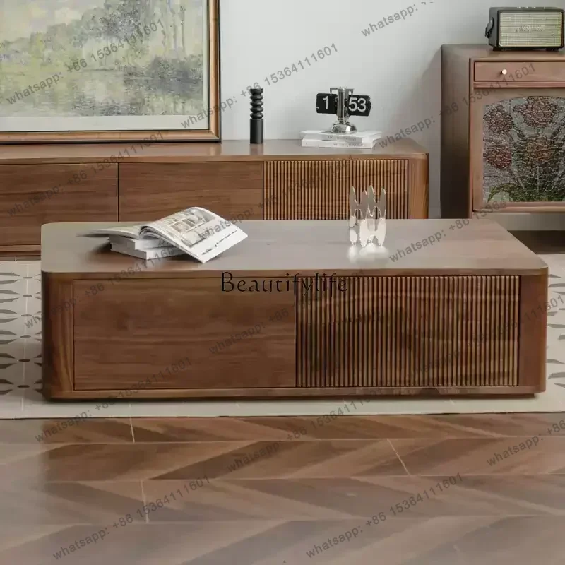

Walnut Coffee Table Living Room Household Small Apartment Nordic Retro Small Table Modern And Simple