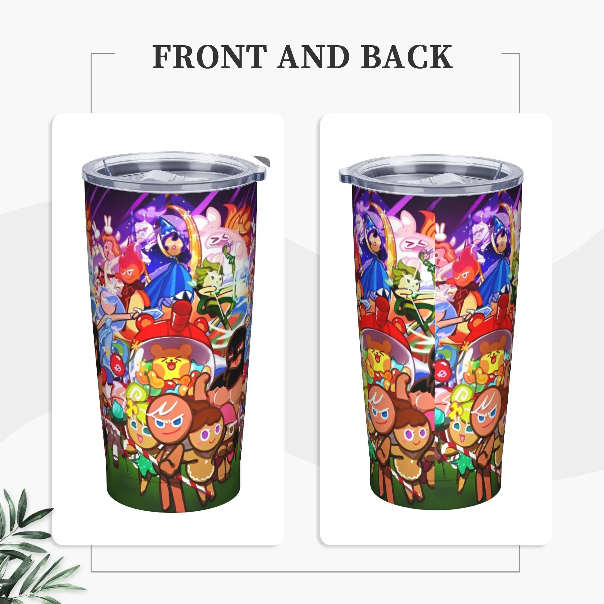 Cookie Run Kingdom Tumbler Vacuum Insulated  Coffee Cups with Lid Straw Travel Outdoor Mug Hot Cold Drink, 20oz
