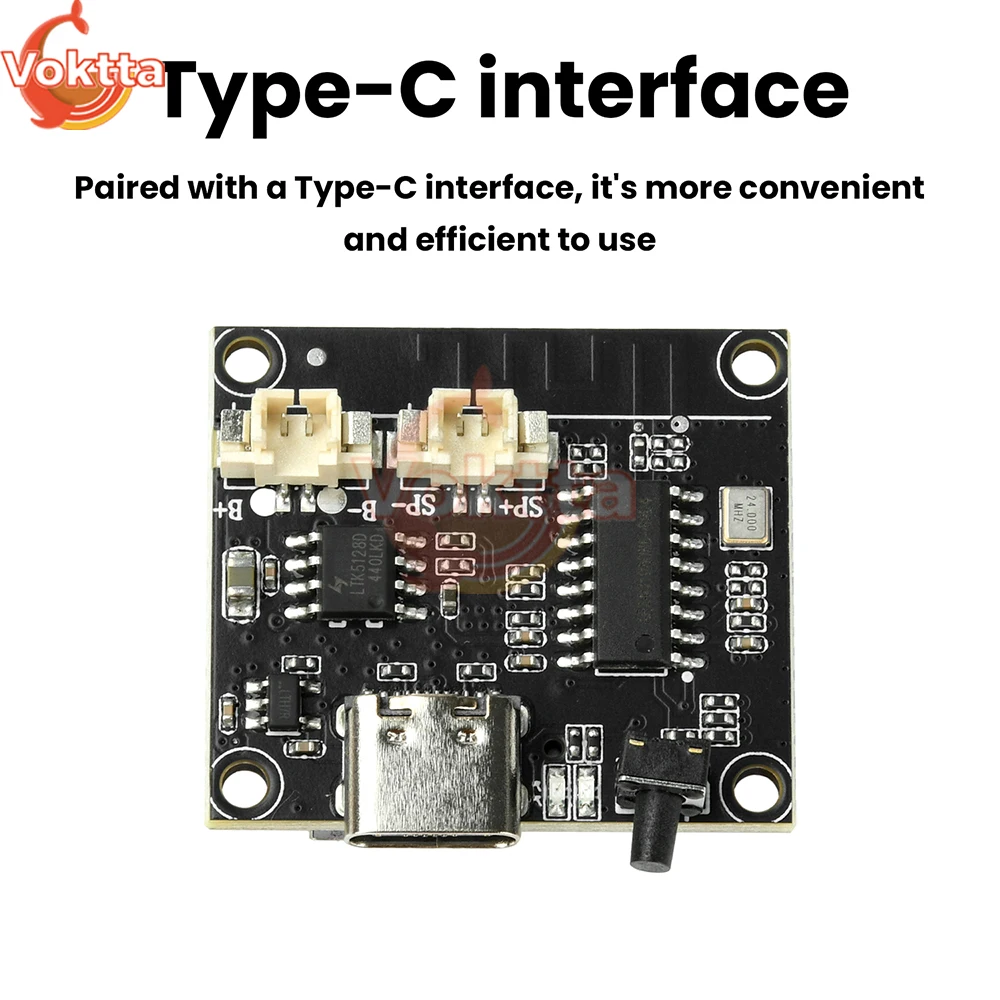 DC5V 3 واط وحدة مضخم صوت بلوتوث ضبط قابل للتعديل بلوتوث مكبر كهربائي نوع C واجهة يدعم تشغيل بطاقة الذاكرة TF