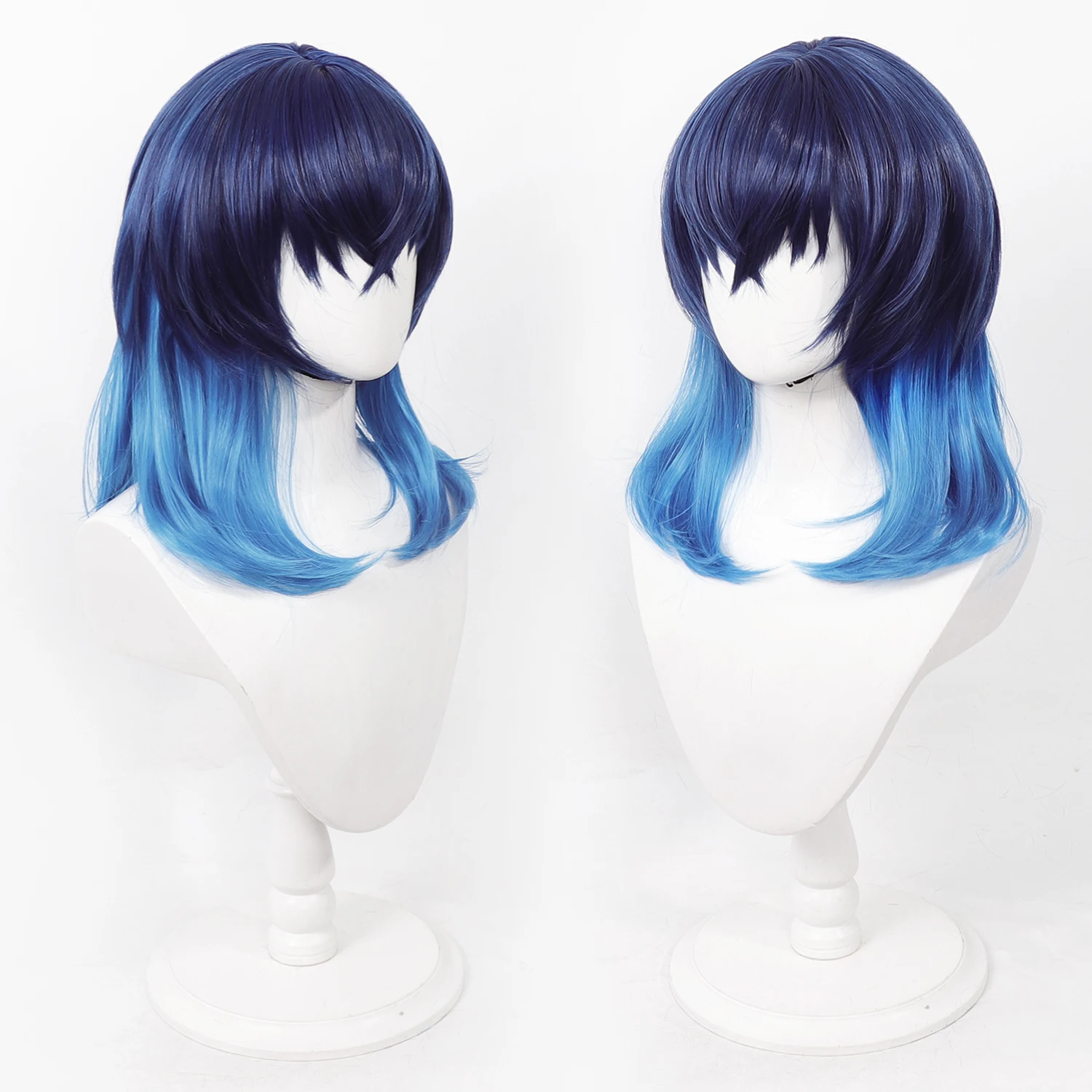 

Аниме-парик для косплея с имитацией кожи головы, двухцветный синий градиент, синтетические волосы для косплей-вечеринок