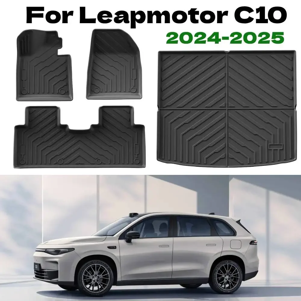 

Для Leapmotor C10 2024-2025 пользовательские автомобильные коврики TPE коврики в багажник водостойкий нескользящий ковер защита заднего сиденья багажник