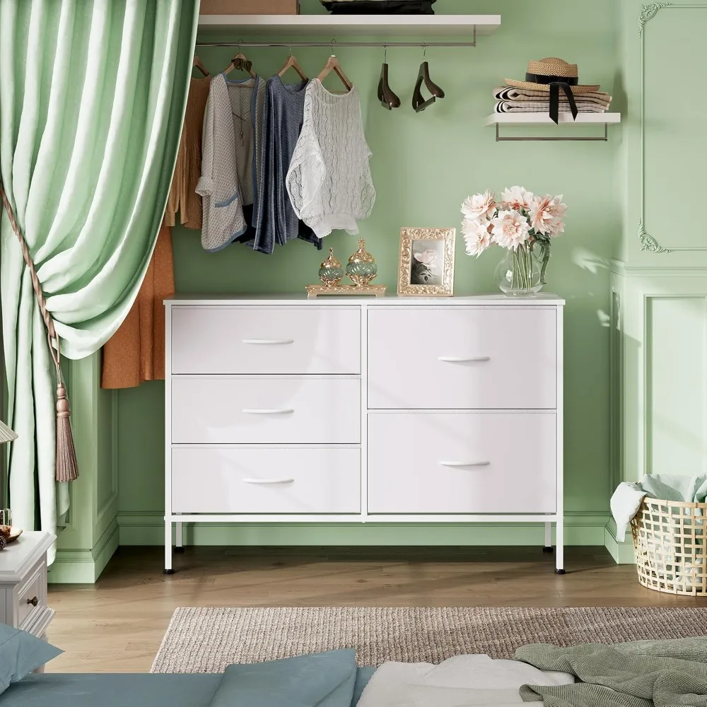 

Wide Dresser for Bedroom with 5 Drawers Organizers, Chest of Drawers, Fabric Dresser for Living Room, Closet, Hallway