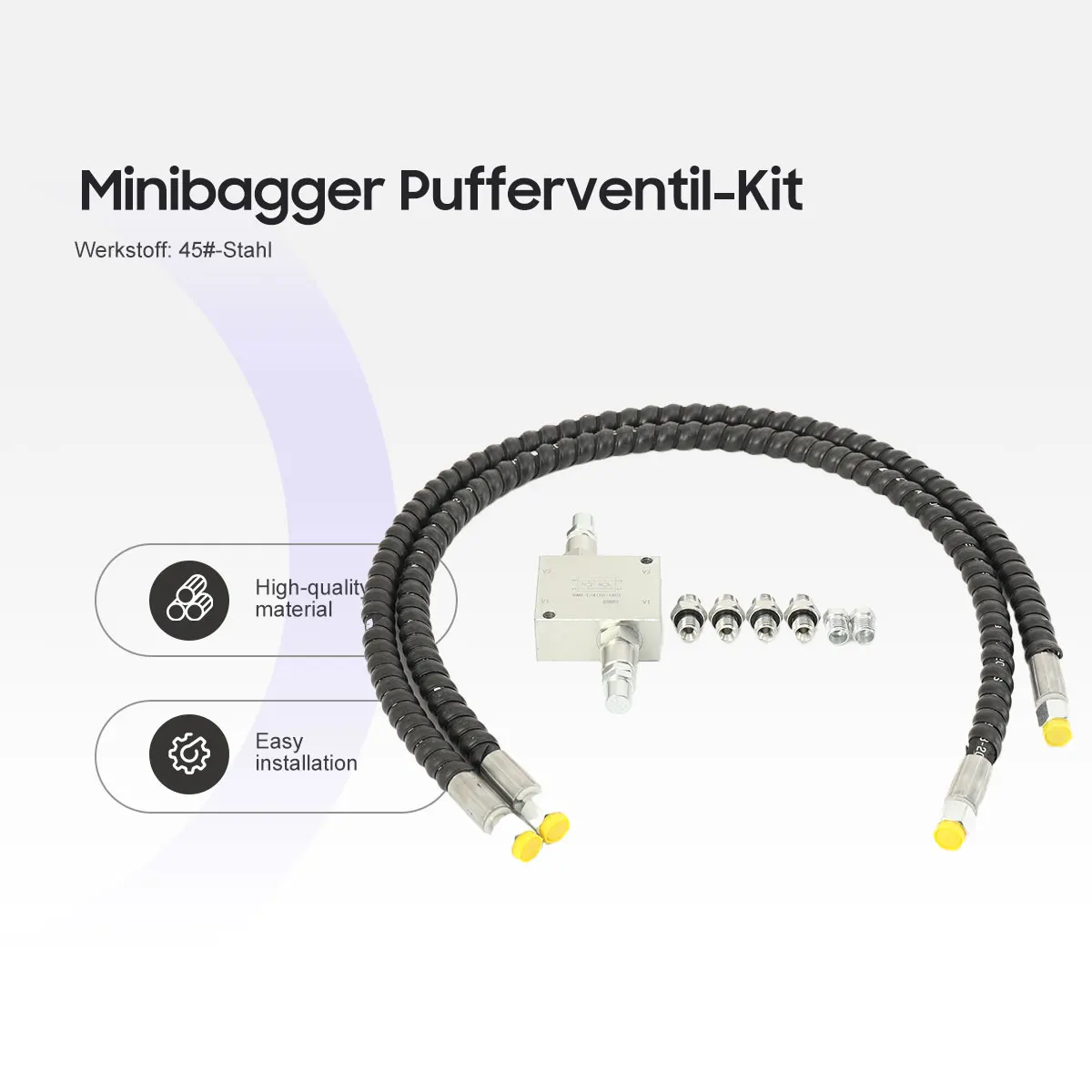 Mini Excavator Buffer Valve Kit – Hydraulic Swivel Motor Cushion Valve, 10-180 Bar Adjustable Pressure, 30L/Min Flow