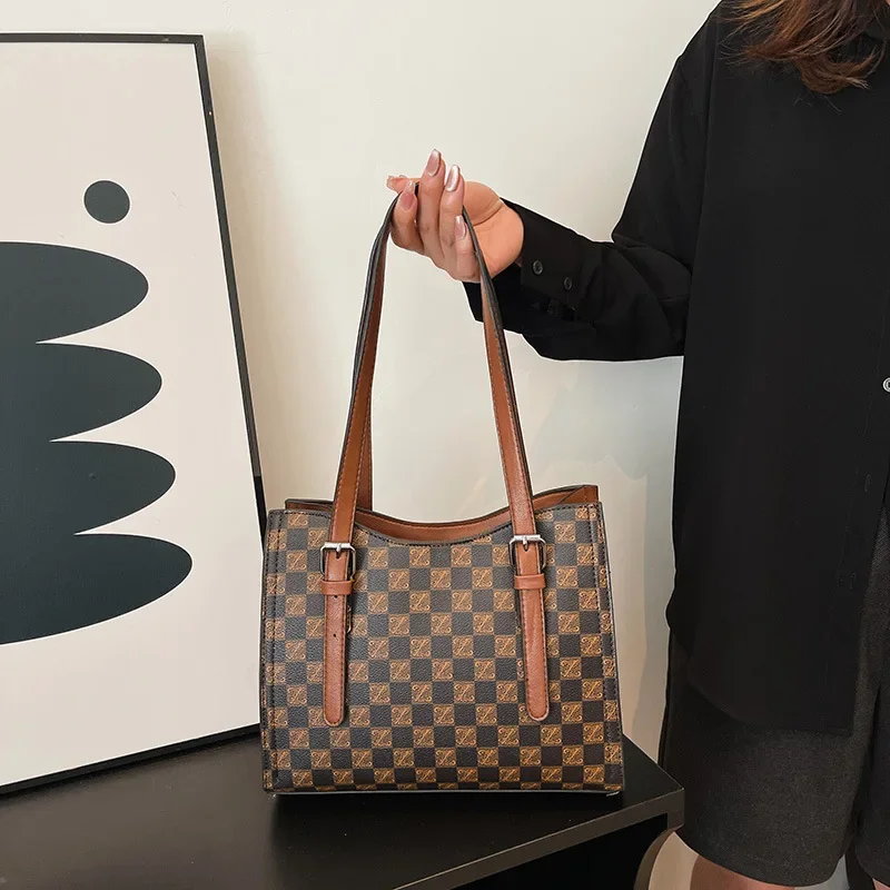 2025 Women's Monogram Tote Bag Convertible Shoulder/Top Handle, Vegan Leather Purse with Gold Hardware & Lightweight