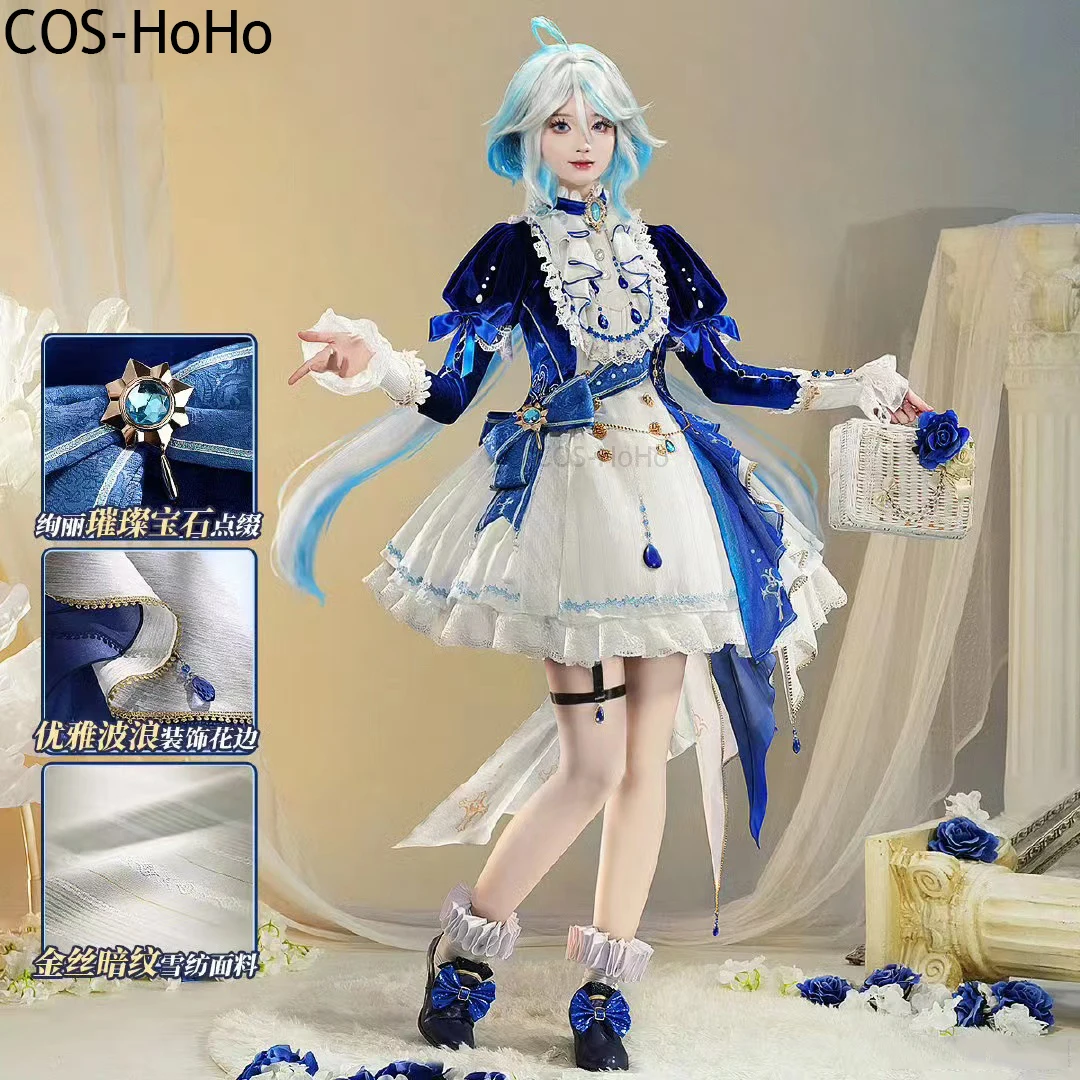 

COS-HoHo Genshin Impact Furina Blue Dance Music Game Suit Gorgeous Dress Cosplay Costume Halloween Party Role Play Outfit Women